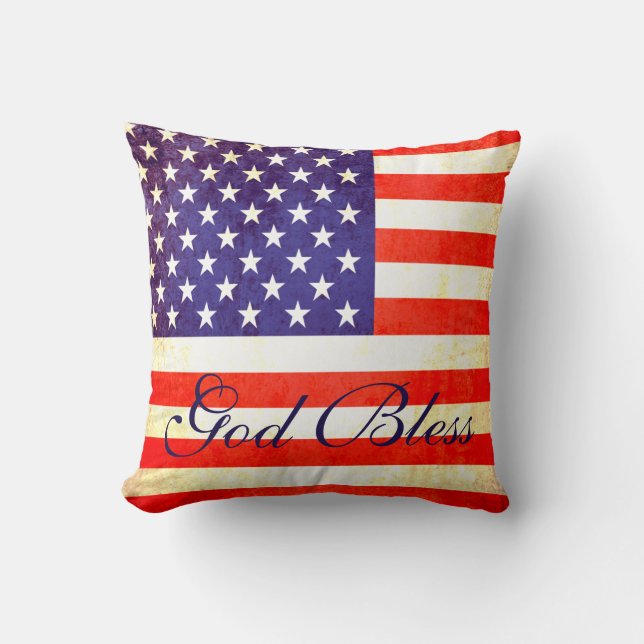 Dieu bénissent le coussin de drapeau de l'Amérique (Recto)