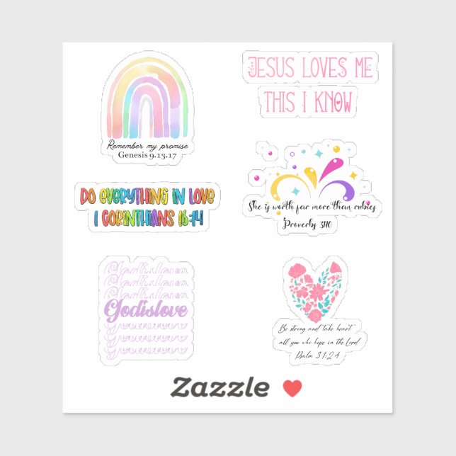 Dieu est Amour arc-en-ciel christian sticker pack (Feuille)