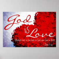 Dieu est amour Bible Verse 1 Jean 4:16 Poster