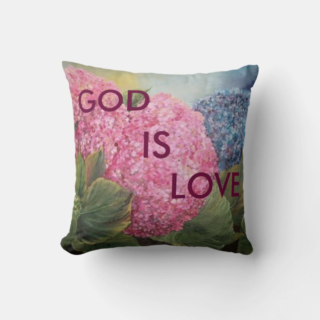 DIEU EST AMOUREUX coussin Hydrangea (Recto)