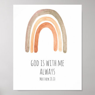 Dieu est avec moi toujours Bible Verse Poster
