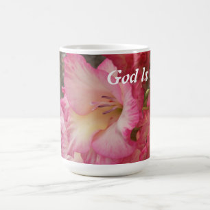 Dieu est bon - tasse rose de fleur