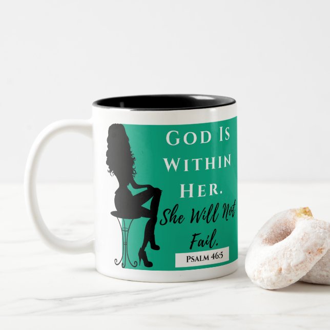 Dieu est dans sa tasse Teal/noir/blanc (Avec donut)