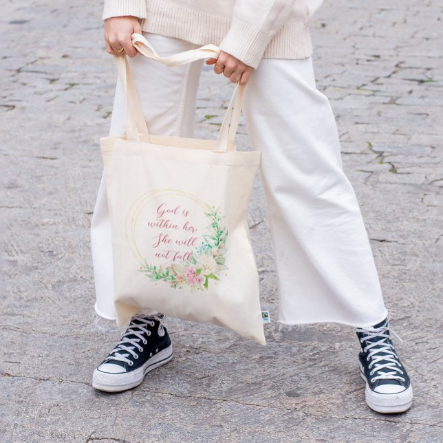 Dieu est en elle, elle ne tombera pas Sac fourre-t (God is Within Her, She will not Fall Tote Bag)