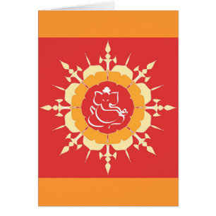 Dieu Ganesha sur la fleur rouge
