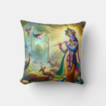 Dieu hindou Lord Krishna Coussin avec conception O