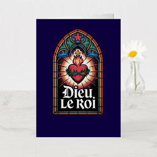Dieu Le Roi Catholic Monarchist Sacred Heart  Foil Greeting Card