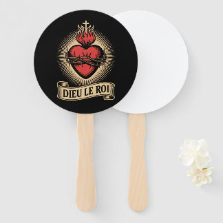 Dieu Le Roi Catholic Monarchist Sacred Heart  Hand Fan