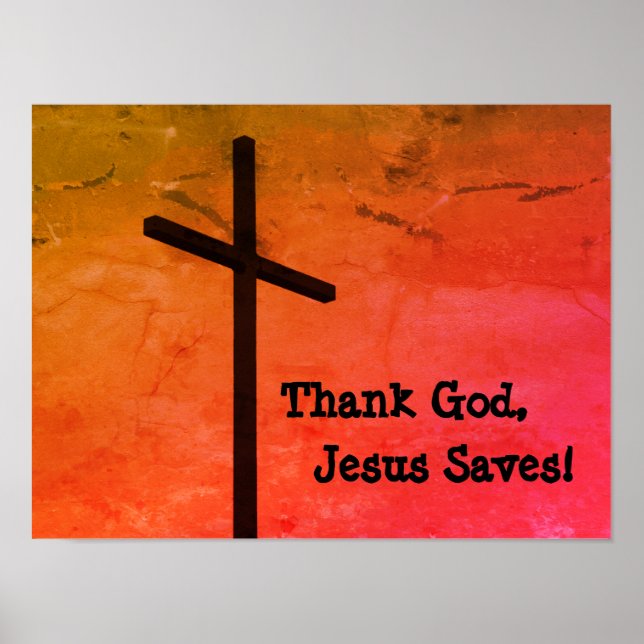 Dieu merci, Jésus sauve une affiche de croix vide (Devant)