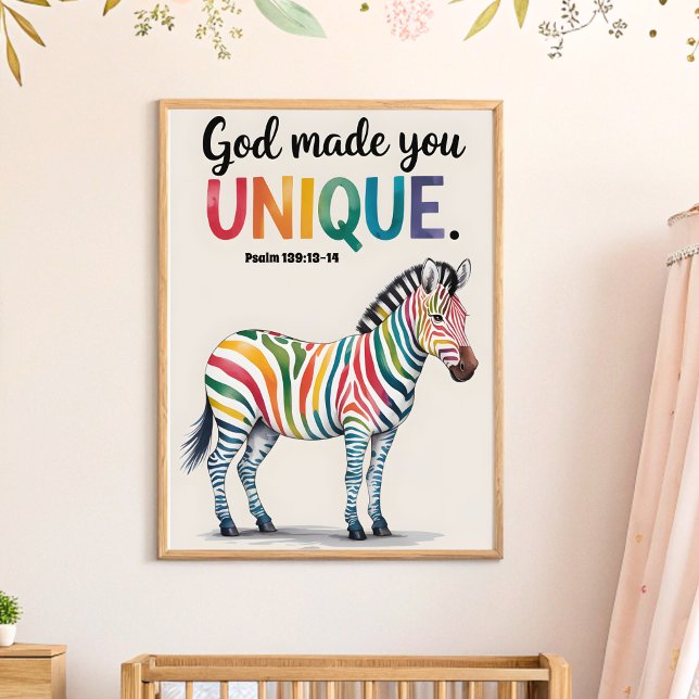 Dieu t'a fait unique Art mural de nurserie chrétie (Créateur téléchargé)