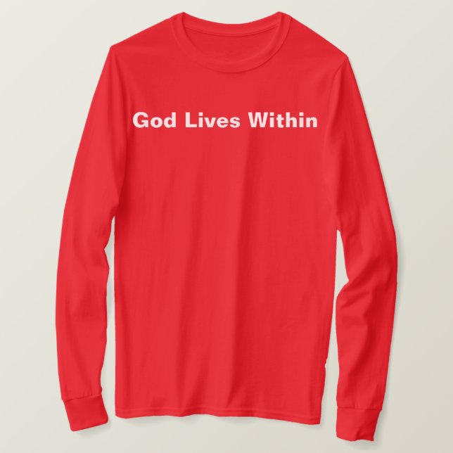 Dieu Vit Dans Le T-shirt Rouge Long Manche (Design devant)