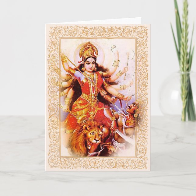 Dieux indiens/Ma Durga - Carte de voeux (Devant)