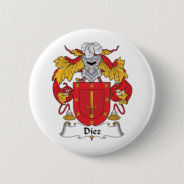 Diez Family Crest 2 Inch Round Button (Front)