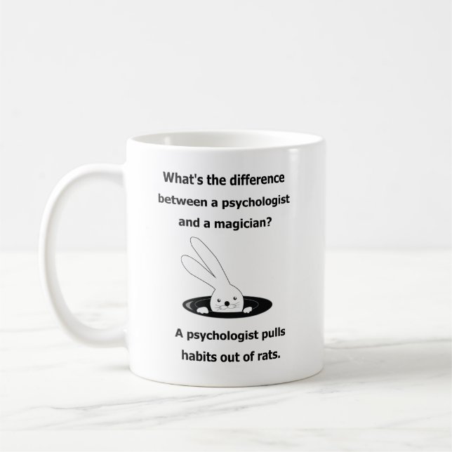 Difference between a psychologist rabbit hat coffee mug (Left)