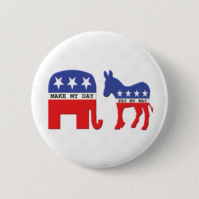 Difference Between Republicans and Democrats Funny 2 Inch Round Button (Front)