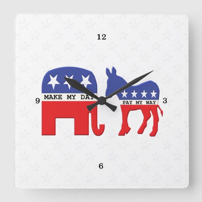 Difference Between Republicans and Democrats Funny Square Wall Clock (Front)