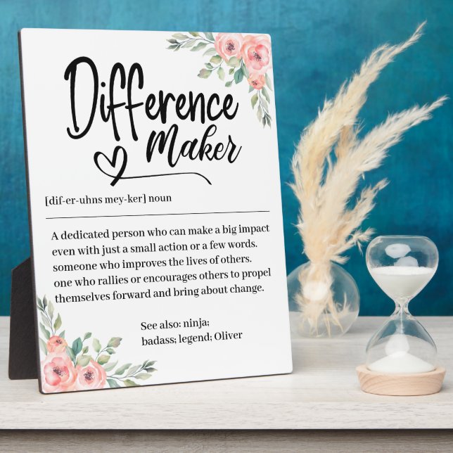 Difference Maker Definition Appreciation for her Plaque (Side)