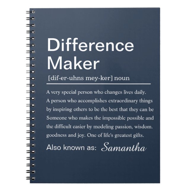 Difference Maker Definition Notebook (Front)