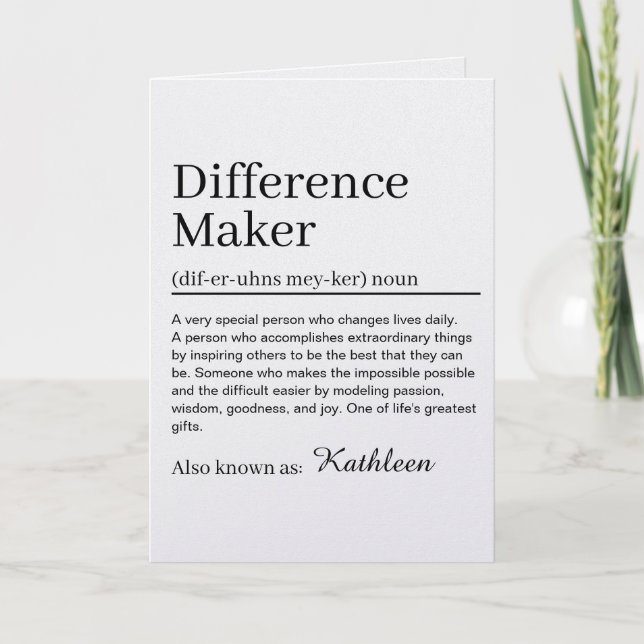 Difference Maker Definition  Thank You Card (Front)