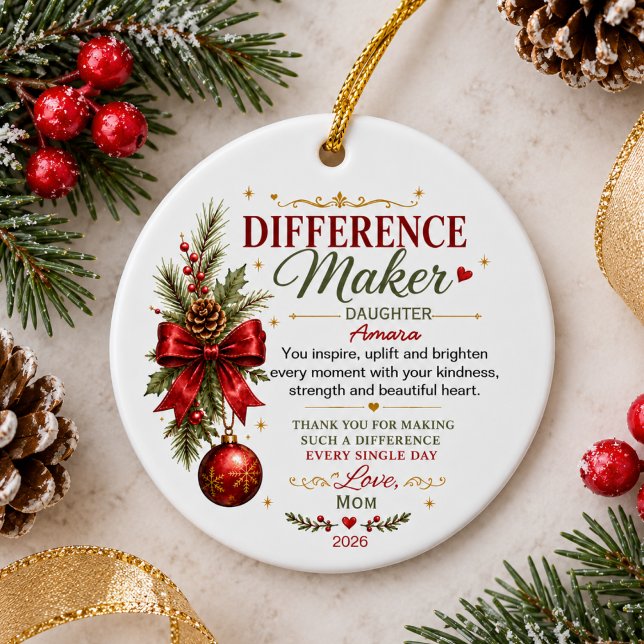 Difference Maker Personalized Appreciation Gift Ceramic Ornament (Creator Uploaded)
