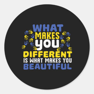 Different Beautiful 21 World Down Syndrome Awarene Classic Round Sticker