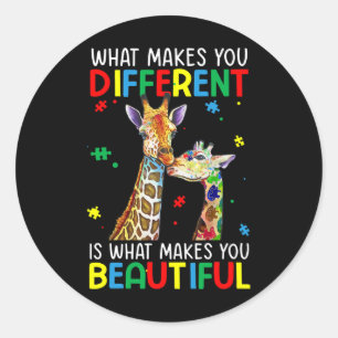 Different Beautiful Autism Awareness Puzzle Piece Classic Round Sticker