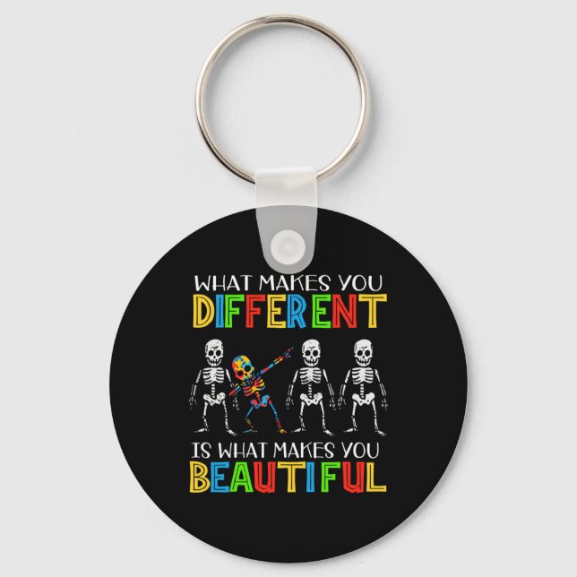 Different Beautiful Autism Awareness Puzzle Piece  Keychain (Front)