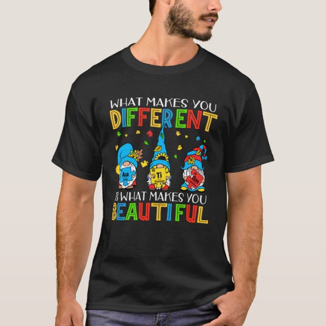 Different Beautiful Autism Awareness Puzzle Piece  T-Shirt (Front)