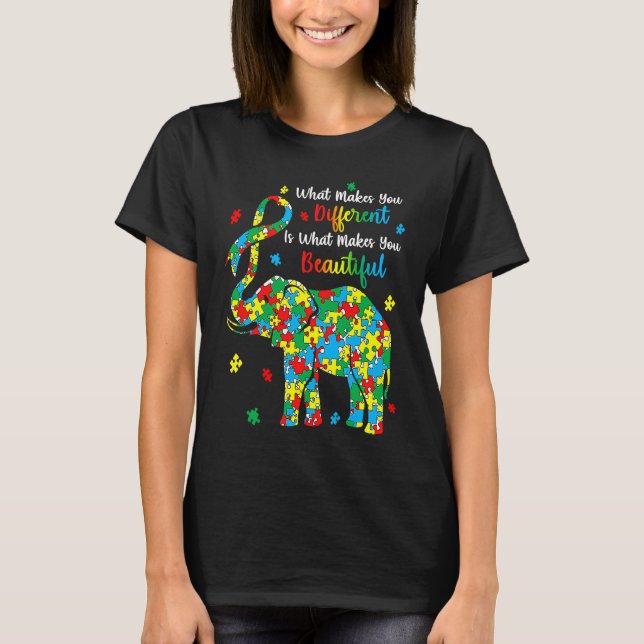 Different Beautiful Autism Awareness Puzzle Piece  T-Shirt (Front)