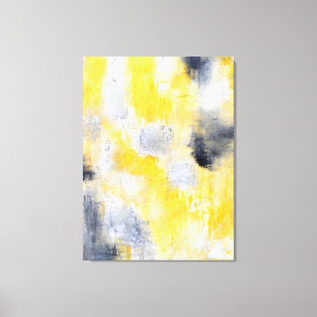 'Different' Black and Yellow Abstract Art Canvas Print (Front)
