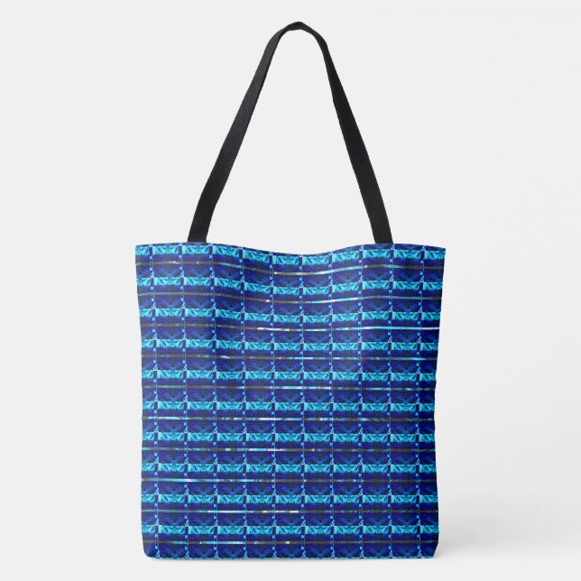 Different blue, different striped or shapes tote bag (Back)