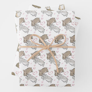 Different bunny wrapping paper sheet