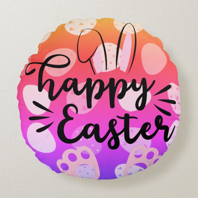 different coloured egg round pillow (Front)