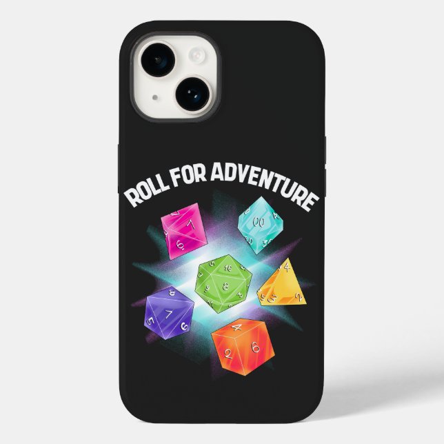 different dice and the quote "Roll for adventure" Case-Mate iPhone Case (Back)