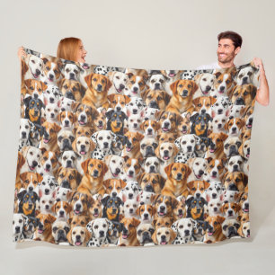 Different dog breeds  fleece blanket