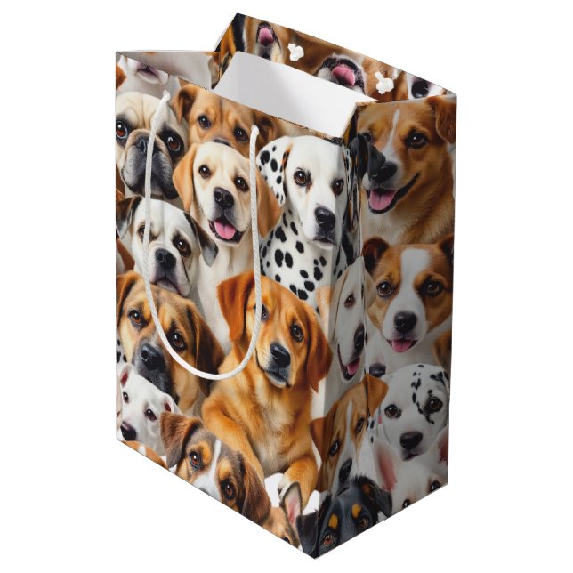 Different dog breeds medium gift bag (Back Angled)
