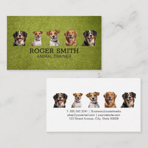 Different Dogs Smiling   Dog Training Business Card