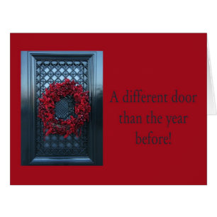 Different door - Christmas wreath new address card