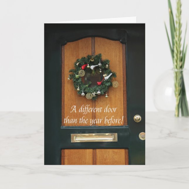 Different door - Christmas wreath new address card (Front)
