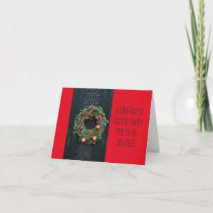 Different door - Christmas wreath new address card