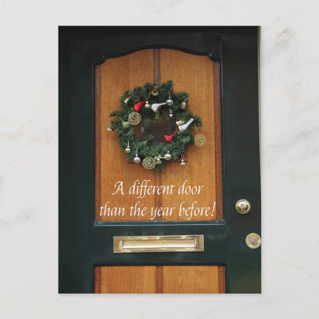 Different door - Christmas wreath new address card (Front)