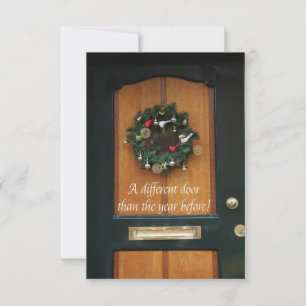 Different door - Christmas wreath new address card