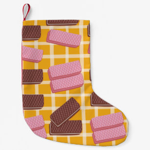 Different flavored wafers seamless background small christmas stocking