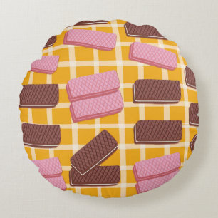 Different flavoued wafers seamless background round pillow