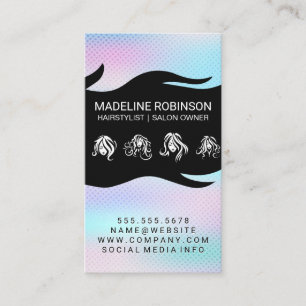 Different Hair Styles   Holographic Gradient Business Card