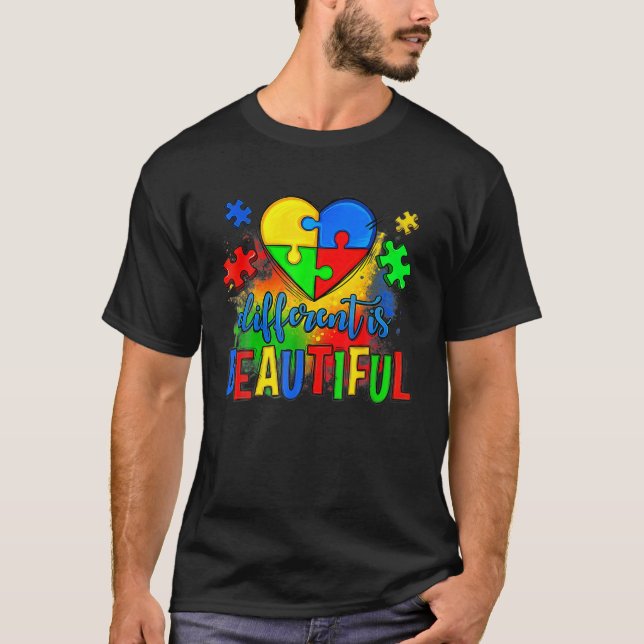 Different Is Beautiful Autism For Autistic Kids Aw T-Shirt (Front)