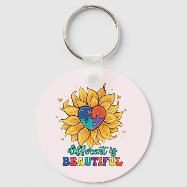 Different is Beautiful Autism Keychain (Front)