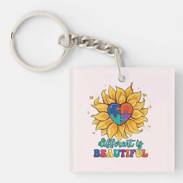 Different is Beautiful Autism Keychain (Front)