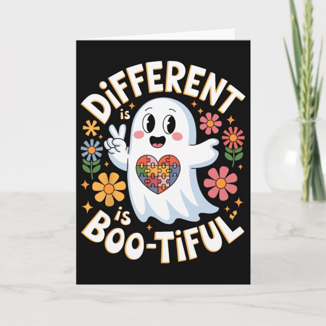 Different Is Boo Tiful Halloween Autism Awareness  Card (Front)