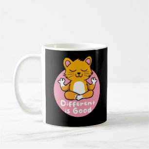 Different Is Good Kawaii Orange Cat Doing Yoga  Coffee Mug